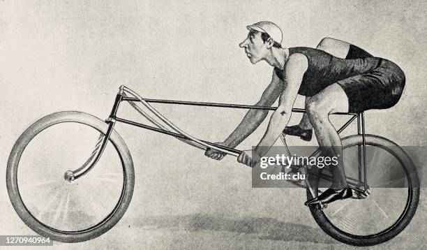 artistic cycling, cyclist with deep-drawn handlebars - artistic gymnastics stock illustrations