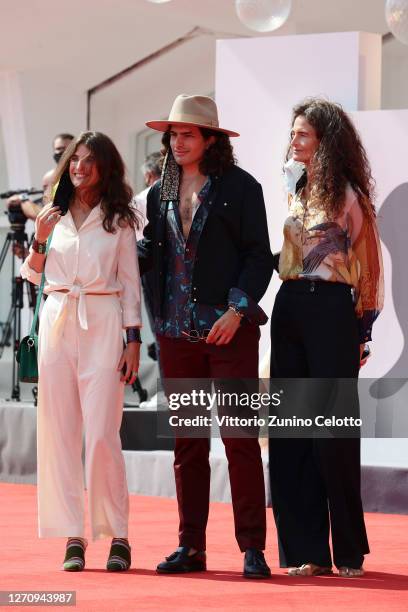 Martina Ferragamo, Edoardo Ferragamo and Beatrice Garagnani Ferragamo walk the red carpet ahead of the movie "Salvatore - Shoemaker Of Dreams" And...