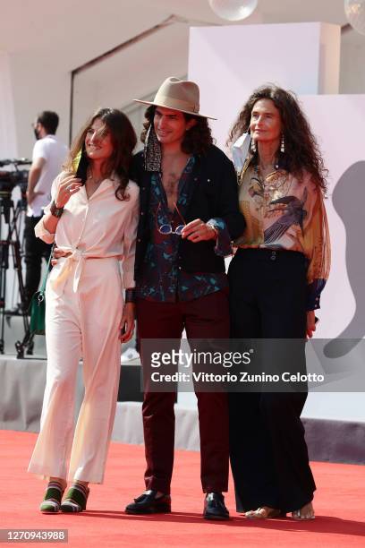 Martina Ferragamo, Edoardo Ferragamo and Beatrice Garagnani Ferragamo walk the red carpet ahead of the movie "Salvatore - Shoemaker Of Dreams" And...
