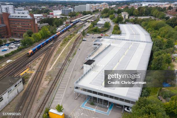 View of an empty car park at 12.30pm in Basingstoke Station on September 2,2020 in Basingstoke,England.