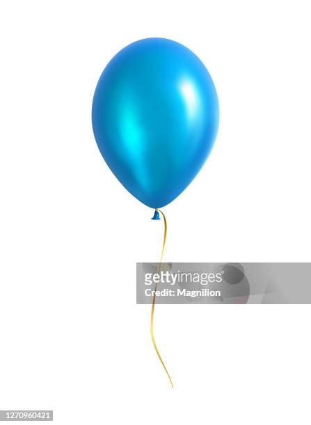 黄色のリボンが付く青いバルーン - decorative balloons点のイラスト素材／クリップアート素材／マンガ素材／アイコン素材