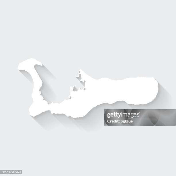 grand cayman map with long shadow on blank background - flat design - georgetown stock illustrations