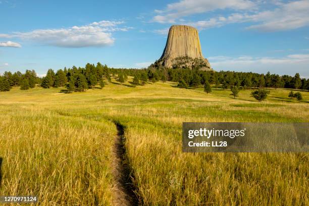 hiking trail - devils tower stock pictures, royalty-free photos & images