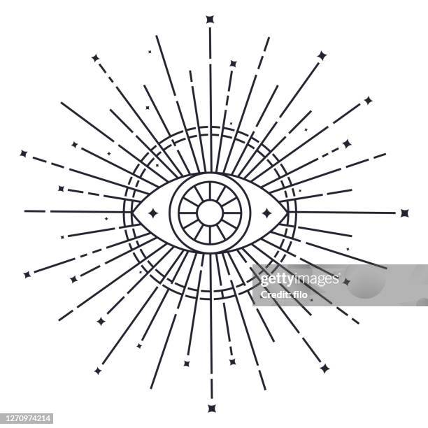 illustrazioni stock, clip art, cartoni animati e icone di tendenza di simbolo occhio aperto - attrezzatura mistica e magica