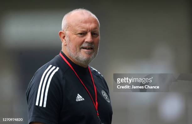 Neil Redfearn, Manager of Sheffield United looks on prior to FA Women's Championship match between London City Lionesses and Sheffield Untied at...