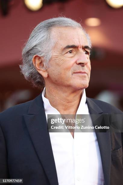 Bernard-Henri Lévy walks the red carpet ahead of the movie "The World To Come" at the 77th Venice Film Festival on September 06, 2020 in Venice,...