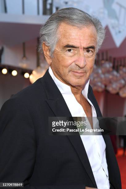 Bernard-Henri Lévy walks the red carpet ahead of the movie "The World To Come" at the 77th Venice Film Festival on September 06, 2020 in Venice,...