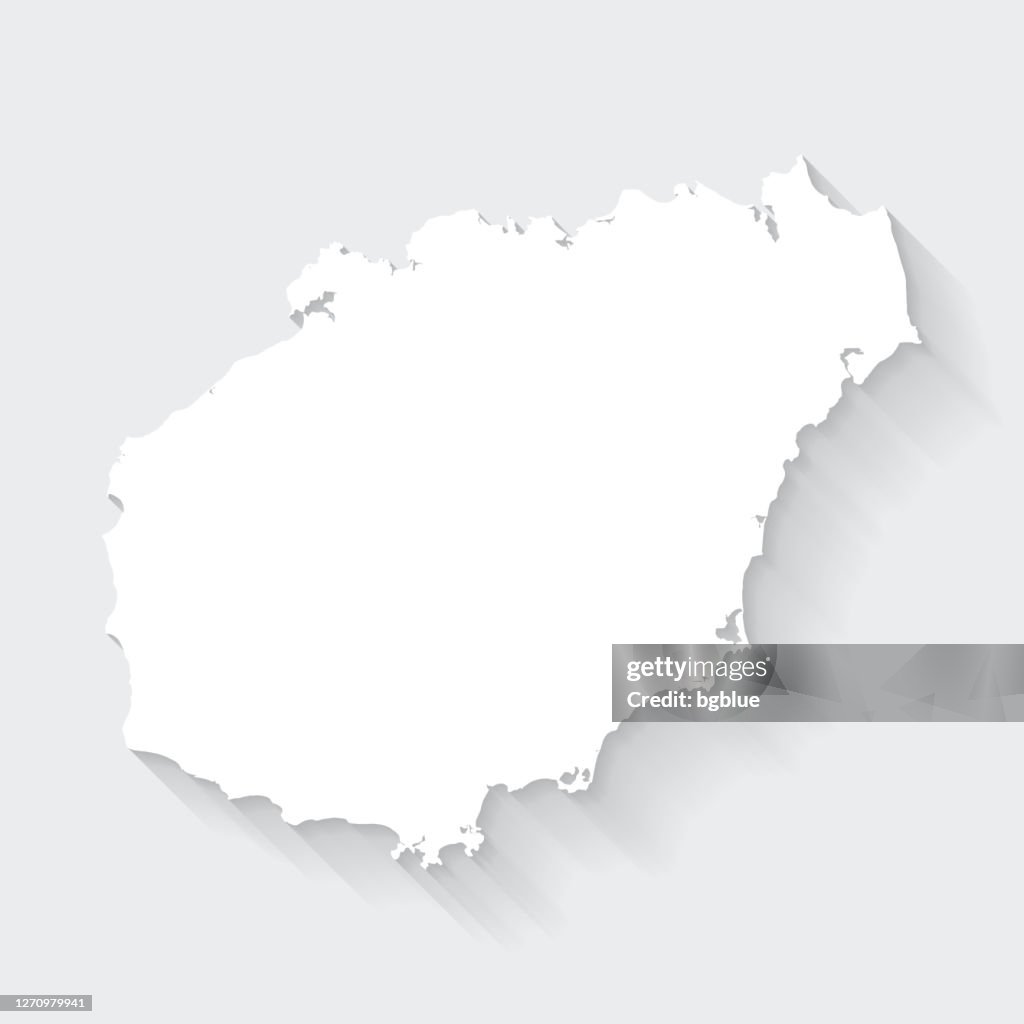 Hainan Karte mit langem Schatten auf leerem Hintergrund - Flat Design