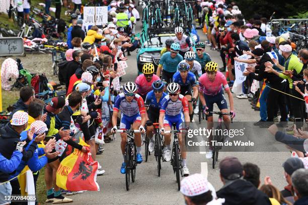 Valentin Madouas of France and Team Groupama - FDJ / Domenico Pozzovivo of Italy and NTT Pro Cycling Team / David Gaudu of France and Team Groupama -...