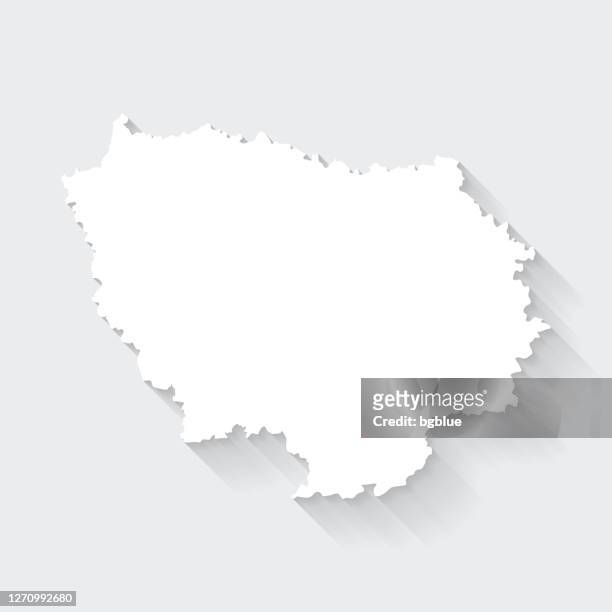 ile-de-france map with long shadow on blank background - flat design - ile de france stock illustrations