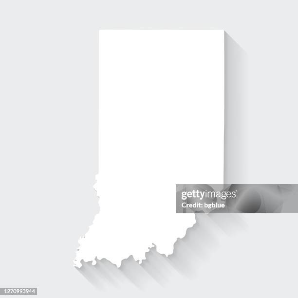 indiana map with long shadow on blank background - flat design - indiana outline stock illustrations