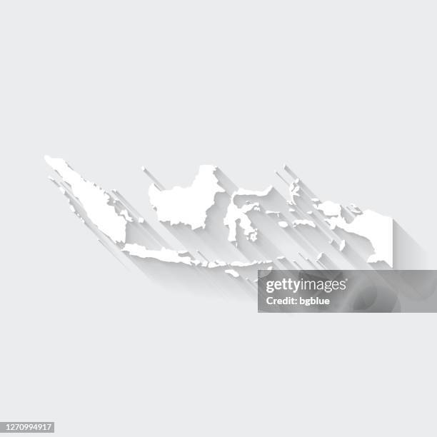 indonesia map with long shadow on blank background - flat design - jakarta stock illustrations