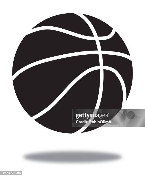 black basketball with shadow - basketball jersey stock illustrations