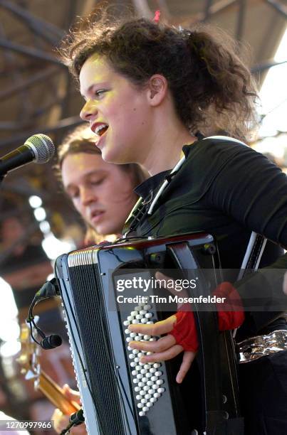 Win Butler and Regine Chassagne of Arcade Fire perform during day three of the Austin City Limits Music Festival at Zilker Park on September 24, 2005...