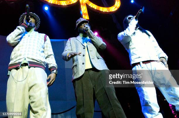 Apl.de.Ap Will.I.Am, and Taboo of Black Eyed Peas perform at HP Pavilion on October 18, 2005 in San Jose, California.