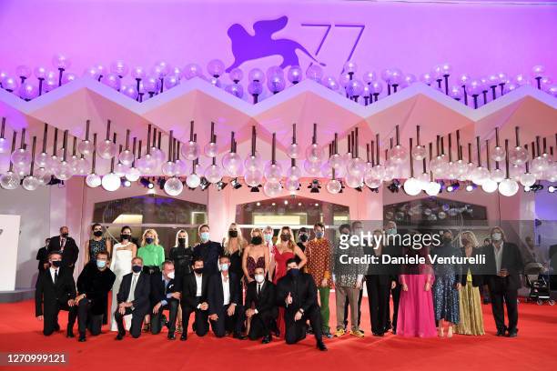 Filming Italy Best Movie award guests walk the red carpet ahead of the movie "The World To Come" at the 77th Venice Film Festival on September 06,...