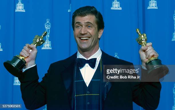 Oscar Winner Mel Gibson at Academy Awards Show, March 25, 1996 in Los Angeles, California.