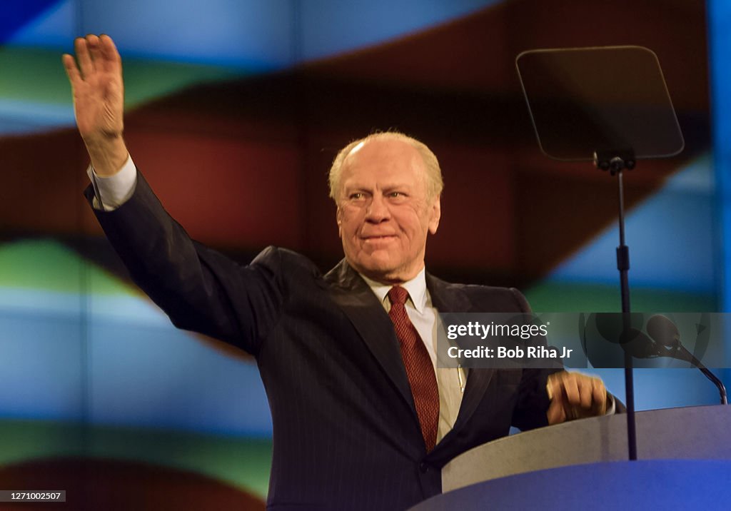 Former President Gerald Ford speaks at Republican National Convention RNC 1996