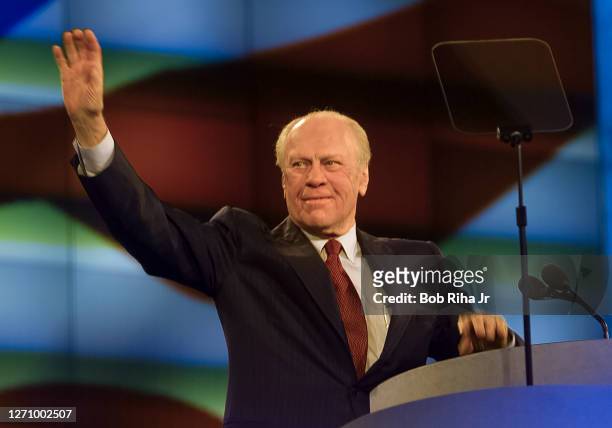 Former President Gerald Ford speaks at the Republican National Convention, August 12,1996 in San Diego, California.