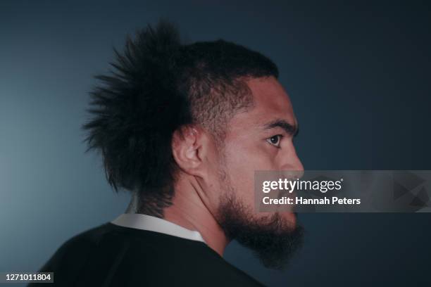 Ofa Tuungafasi poses during a New Zealand All Blacks portrait session on September 06, 2020 in Wellington, New Zealand.
