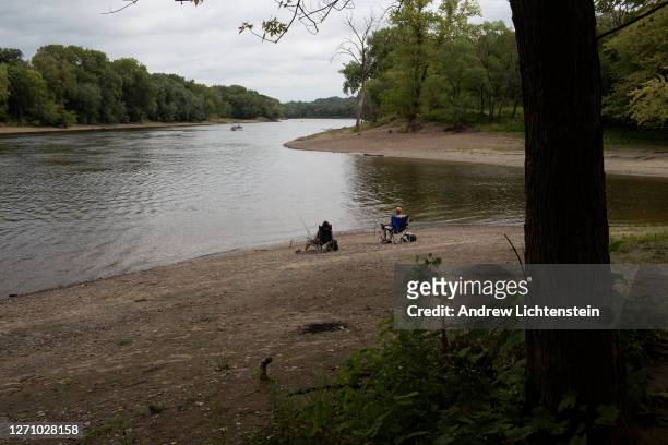 Scene from where the Minnesota River meets the Mississippi River at Fort Snelling State Park on September 6, 2020 in St. Paul, Minnesota. The...