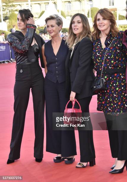 Noemie Merlant, Anne Loiret, Alysson Paradis and director Marie Castille Mention Schaar attend "Les Deux Alfred" premiere at the 46th Deauville...
