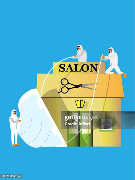 protecting hair salon - spread germs stock illustrations