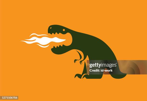 ilustraciones, imágenes clip art, dibujos animados e iconos de stock de dinosaurio exhalando fuego - llama fuego