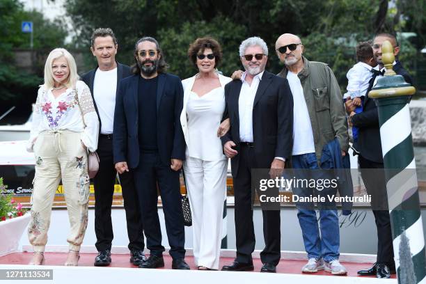 Sandra Milo, Enzo Salvi, Fabrizio Maria Cortese, Corinne Clery, Antonio Catania and Ivano Marescotti are seen arriving at the 77th Venice Film...