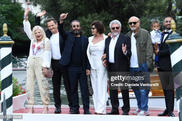 Sandra Milo, Enzo Salvi, Fabrizio Maria Cortese, Corinne Clery, Antonio Catania and Ivano Marescotti are seen arriving at the 77th Venice Film...