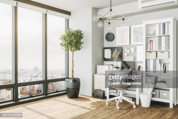 home office interior - empty small office stock pictures, royalty-free photos & images