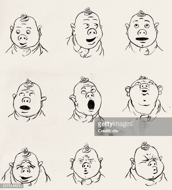 facial expressions - funny facial hair stock illustrations
