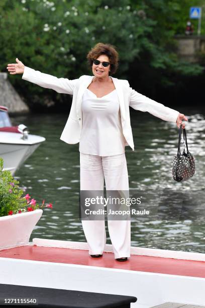 Corinne Clery is seen arriving at the Excelsior during the 77th Venice Film Festival on September 07, 2020 in Venice, Italy.