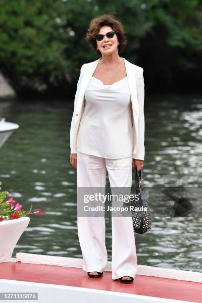 Corinne Clery is seen arriving at the Excelsior during the 77th Venice Film Festival on September 07, 2020 in Venice, Italy.