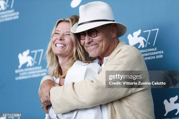 Julia Vysotskaya and Andrej Koncalovskij attend the photocall of the movie "Dorogie Tovarischi!" at the 77th Venice Film Festival on September 07,...