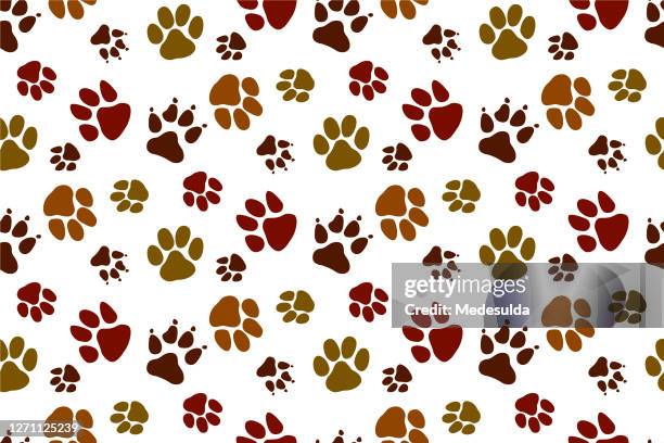 ilustrações de stock, clip art, desenhos animados e ícones de paw pattern - pegada de pata de animal
