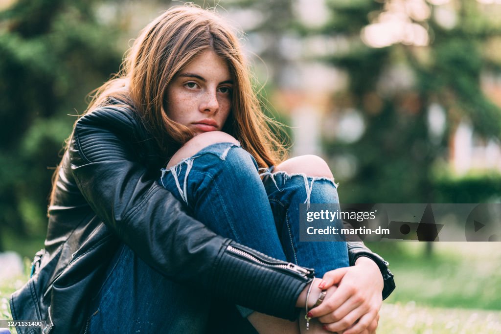 Depressed teenage girl