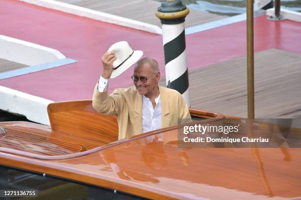 IAndrei Konchalovsky s seen arriving at the Excelsior during the 77th Venice Film Festival on September 07, 2020 in Venice, Italy.