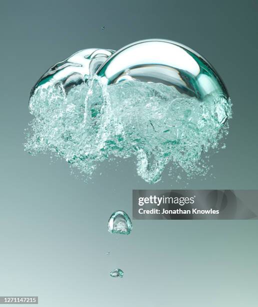 floating green bubbles - bubbles water stockfoto's en -beelden