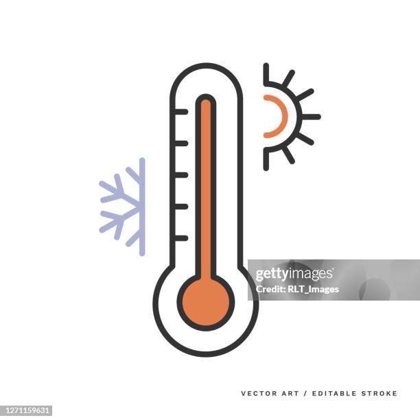 monoline icon — thermometer - cold weather stock illustrations