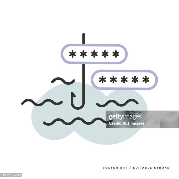 monoline icon — password phishing - phishing stock illustrations