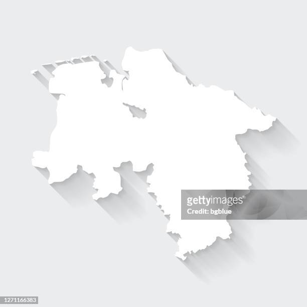 lower saxony map with long shadow on blank background - flat design - lower saxony stock illustrations