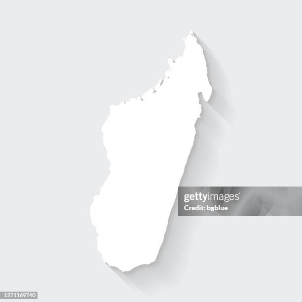 madagascar map with long shadow on blank background - flat design - antananarivo stock illustrations