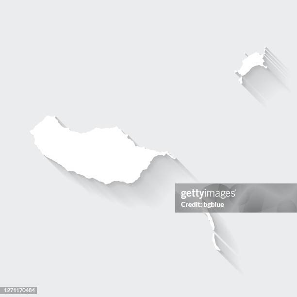 madeira islands map with long shadow on blank background - flat design - madeira stock illustrations