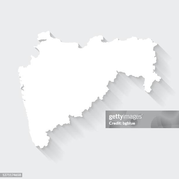 maharashtra map with long shadow on blank background - flat design - maharashtra stock illustrations