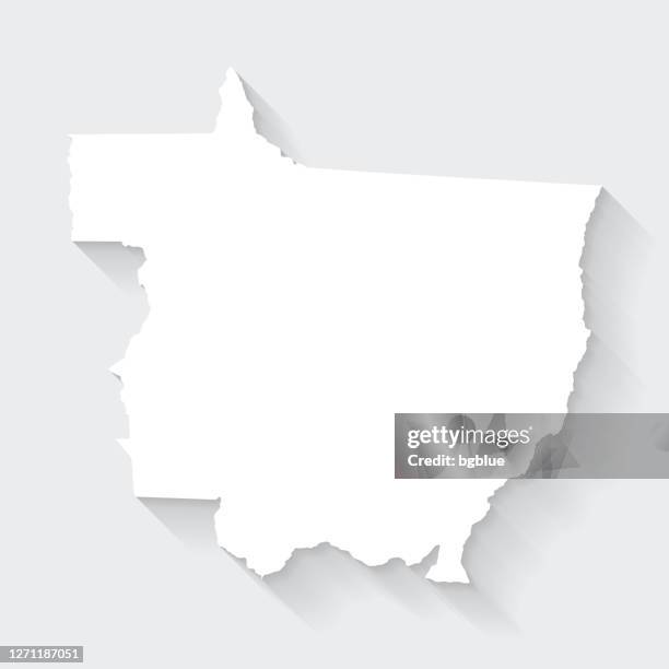 mato grosso map with long shadow on blank background - flat design - 3d map icon stock illustrations
