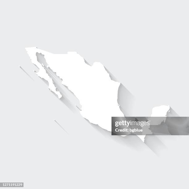 ilustrações de stock, clip art, desenhos animados e ícones de mexico map with long shadow on blank background - flat design - cidade do méxico