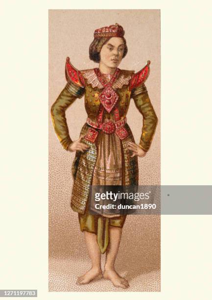 ilustrações, clipart, desenhos animados e ícones de homem em roupas tailandesas tradicionais (sião), século xix - povo tailandês