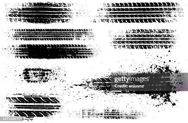 schmutzige reifenspuren lager-illustration - spuren stock-grafiken, -clipart, -cartoons und -symbole