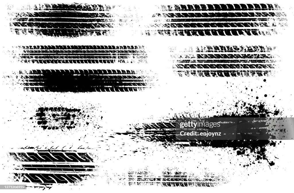 Dirty tire tracks stock illustration